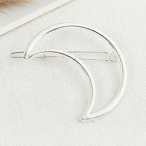 Crescent Moon Hair Clip in Silver